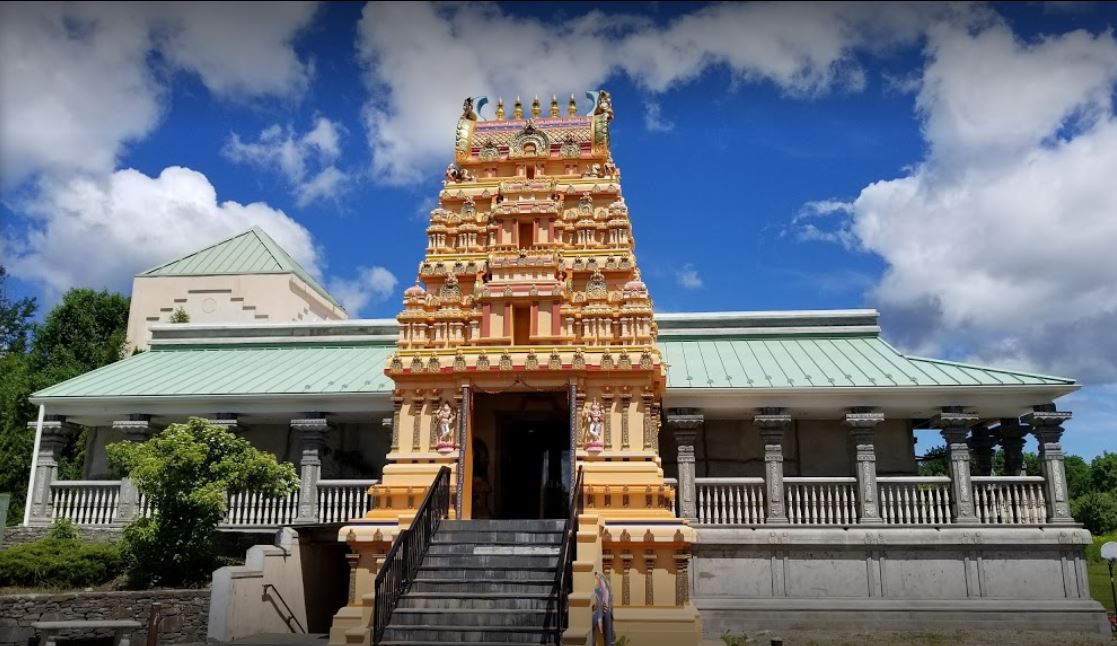 Hindu Samaj Temple, with its gopuram entrance tower.